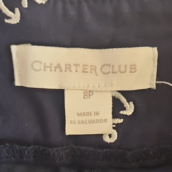 Charter Club Dark Blue Mini Skirt with Anchor Pattern  15x16 Stretches 18 Across - Picture 2 of 7